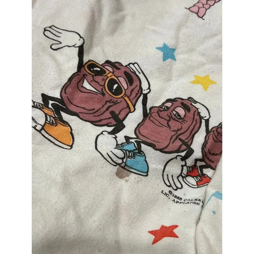 Vintage 80s California Raisins Twin Sheet Set Sears Nostalgic Refashion Kidcore
